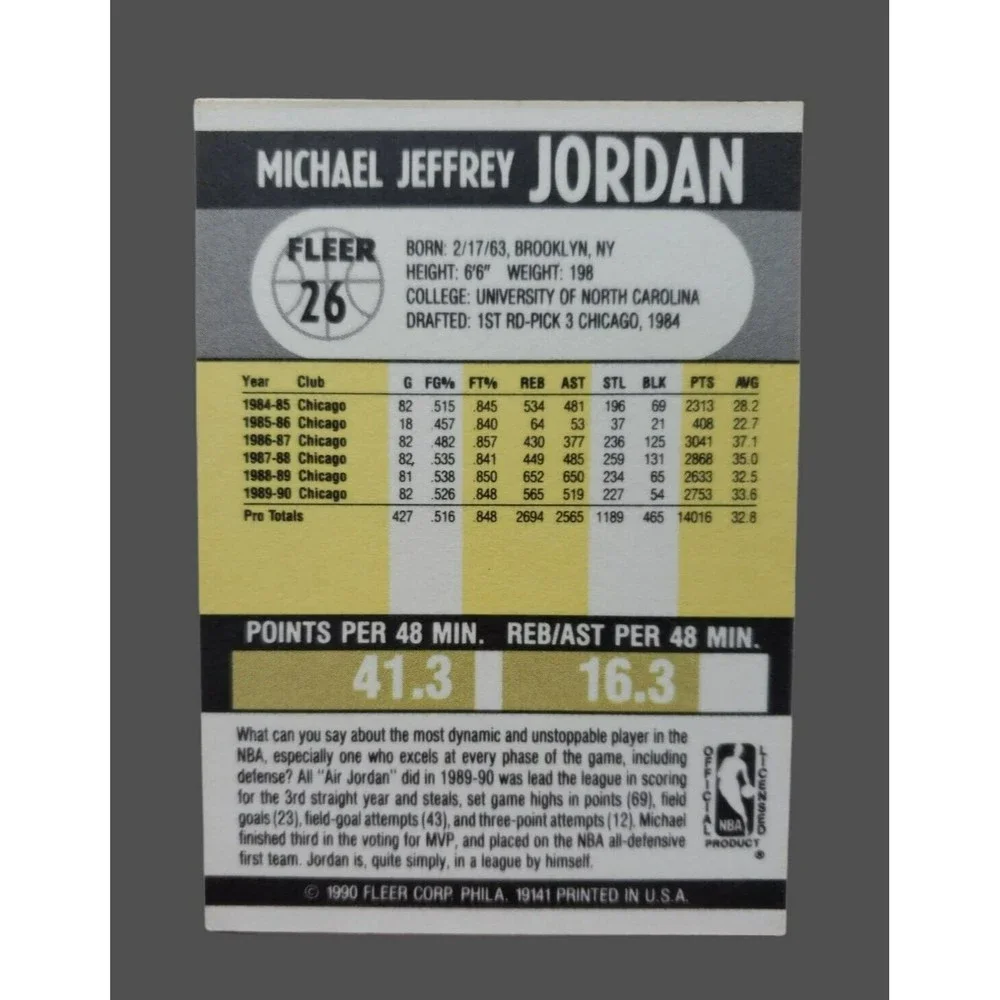 2X MICHAEL JORDAN NBA Hoops 89 AllStar Game #21 & 90-91 Fleer #26 Chicago Bulls